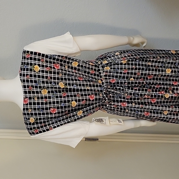 VTG ELISABETH 1980s Floral Cottage Prairie Land Girl 2Fer Shirt Dress - Picture 8 of 12